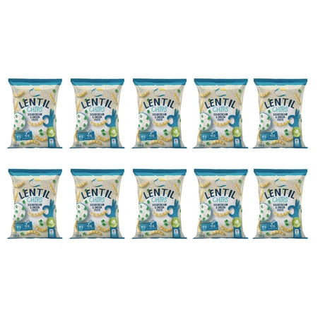 Zestaw 10x Chipsy z czerwonej soczewicy o smaku śmietany i cebuli 100 g