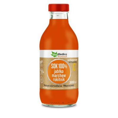 EkaMedica Sok 100% jabłko marchew rokitnik 300ml