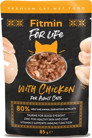 Fitmin cat pouch adult chicken fileciki z kurczakiem w sosie - mokra karma dla kota - 85g