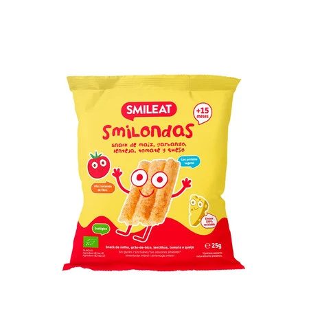 Smileat, BIO Smilondas, Chrupki z ciecierzycy, kukurydzy i soczewicy, pomidorowo-serowe 15m+, 25 g