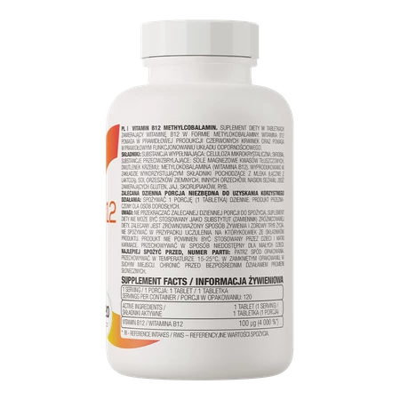 OstroVit Witamina B12 Metylokobalamina 100 µg - 120 tabl.