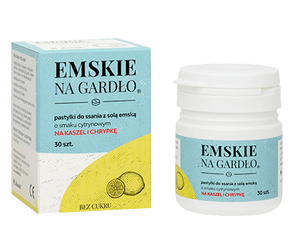 Emskie na gardło o smaku cytrynowym 30 pastylek - wyrób medyczny