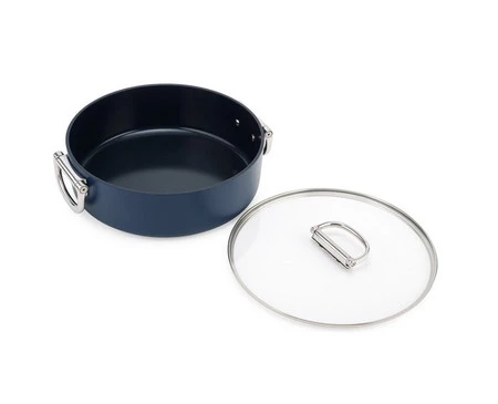 JJ-Garnek niski 28cm ze skł. uchwytami+pokr.Space