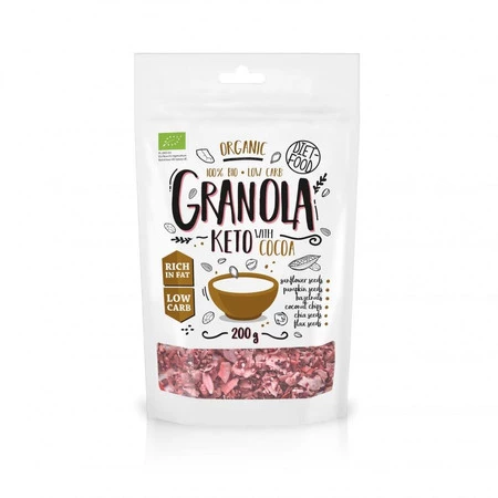 Diet Food − Keto granola z kakao i olejkiem pomarańczowym BIO − 200 g