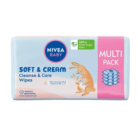 Baby Soft &amp; Cream chusteczki biodegradowalne 4x57szt