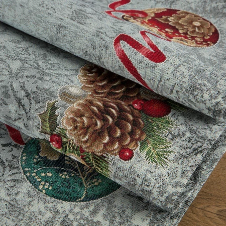 Obrus gobelinowy ze świątecznym wzorem rozm.: 100 x 100 cm, kolor: popielaty