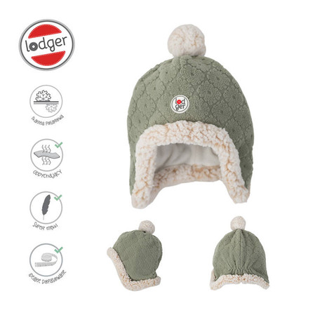Lodger Dwuwarstwowa zimowa czapeczka z polaru szałwiowa Fleece Elm 0-3 m