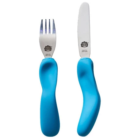 Nana's Manners, ETAP 3, Sztućce do samodzielnego jedzenia, widelec i nóż, morski niebieski, 3-9 lat