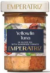EMPERATRIZ TUŃCZYK ŻÓŁTOPŁETWY FILETY MSC W OLIWIE Z OLIWEK Z SUSZONYMI POMIDORAMI 180 g (120 g) (SŁOIK)