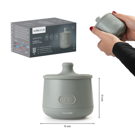 Nuvita, Warm'n'Go, Przenośny podgrzewacz do butelek, ładowanie USB, Szałwiowa Zieleń