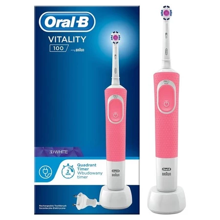 ORAL-B BRAUN SZCZOTECZKA ELEKTRYCZNA VITALITY D100 PINK 3D White