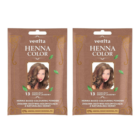 Zestaw: 2x Henna Color ziołowa odżywka koloryzująca z naturalnej henny 13 Orzech Laskowy