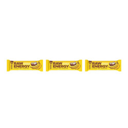 Zestaw: 3x Bombus − Raw Energy, baton z bananem i kokosem bezgl. − 50 g