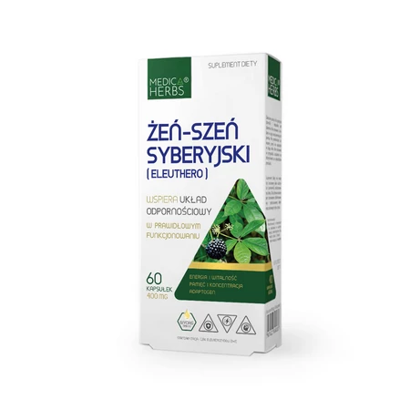 MEDICA HERBS Żeń-szeń syberyjski (Eleuthero) 400mg, 60kaps.