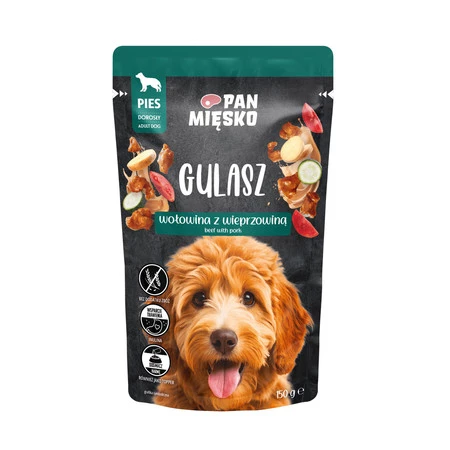 Pan Mięsko Gulasz Wołowina z wieprzowiną - Karma mokra dla psa - 150g