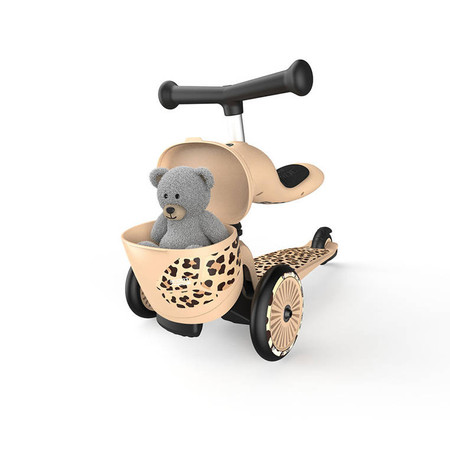 SCOOTANDRIDE Highwaykick 1 Lifestyle 2w1 Jeździk i hulajnoga z zamykanym schowkiem 1-5 lat Leopard