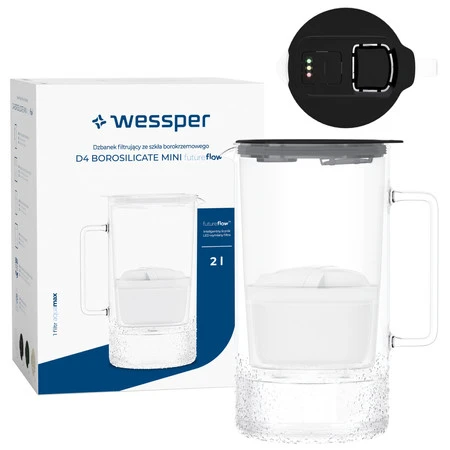 Wessper Dzbanek D4 BOROSILICATE MINI futureflow™ Aquamax czarny  2l