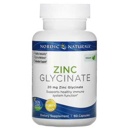 Nordic Naturals Zinc Glycinate Cynk wsparcie w walce ze stresem oksydacyjnym 60 kaps. vege