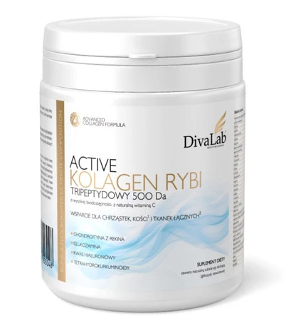 DivaLab Active Kolagen Tripeptydy rybie 500Da chondroityna glukozamina 250g
