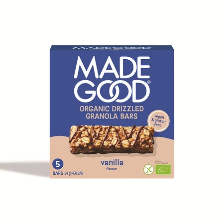 BATONIKI GRANOLA CRUNCHY SMAK WANILIA BEZGLUTENOWE BIO (5 x 24 g) 120 g - MADEGOOD