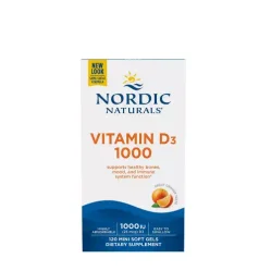 Nordic Naturals Vitamin D3 1000 IU witamina D3 na wsparcie kości 120 kaps. smak pomarańcza
