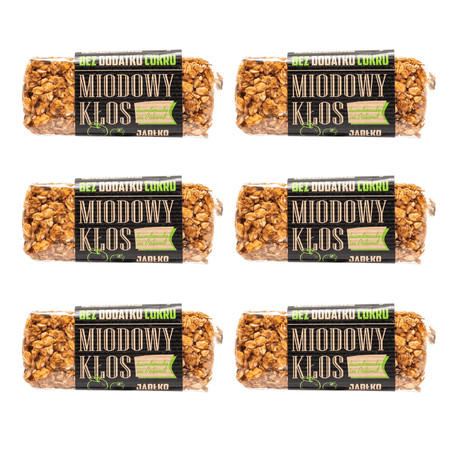 Zestaw 6x Łysoń Baton Miodowy Kłos BEZ DODATKU CUKRU Jabłko 45g