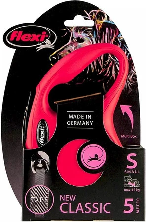 FLEXI NEW CLASSIC Smycz taśmowa S / 5m czerwona