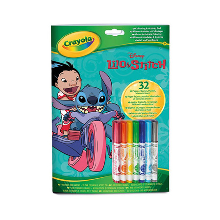 Crayola Kolorowanka dla dzieci z łamigłówkami i flamastrami Lilo i Stitch 3+