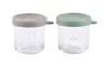 BEABA Zestaw pojemników słoiczków szklanych z zamknięciem 2 x 250 ml Sage green/Gazelle
