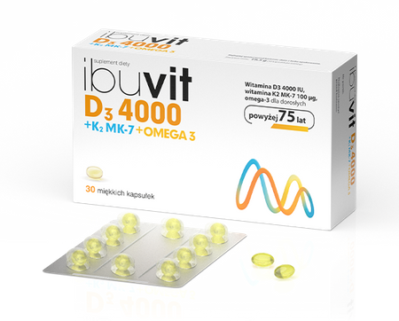 Ibuvit D3 4000+K2 MK-7 Omega 3 wsparcie osób starszych 30 kaps.
