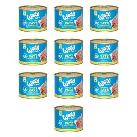 Zestaw 10x WOW CAT Junior Huhn Garnelen - kurczak z krewetkami dla kociąt (200g)