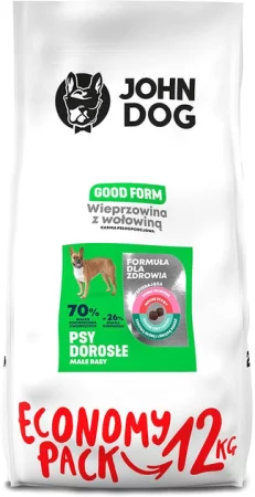 John Dog Good Form Mini Adult Wieprzowina Z Wołowiną Małe Rasy  - Karma Sucha  -12 kg