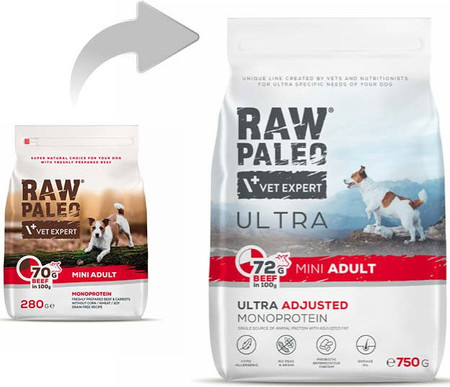 Vet Expert RAW PALEO Mini Adult Ultra Beef 750g