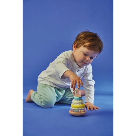 Janod Układanka piramida wieża wańka-wstańka drewniana Owieczka Zigolos 12m+