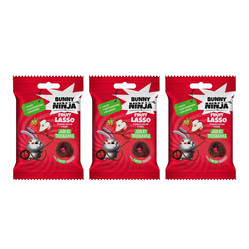 Zestaw: 3x Bunny Ninja Fruit Lasso Przekąska Owocowa W Kształcie Sznurków smak Jabłko Truskawka 20g