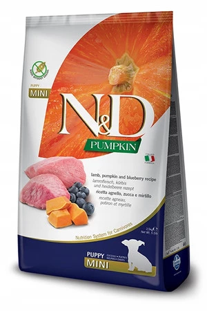 Farmina N&D Pumpkin Lamb & Blueberry Puppy Mini - sucha karma dla szczeniąt - 7 kg