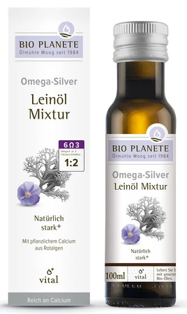 OMEGA SILVER - MIESZANKA Z OLEJEM LNIANYM (ALGI MORSKIE) BIO 100 ml - BIO PLANETE