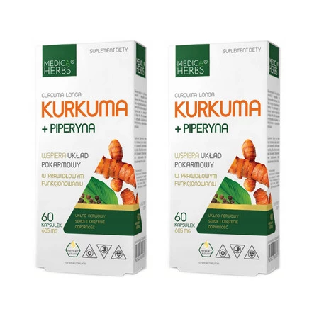 Zestaw 2x MEDICA HERBS Kurkuma + Piperyna 60 kaps.