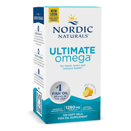 Nordic Naturals Ultimate Omega Omega-3 kwasy tłuszczowe EPA i DHA 1280 mg 120 kaps. smak cytryna
