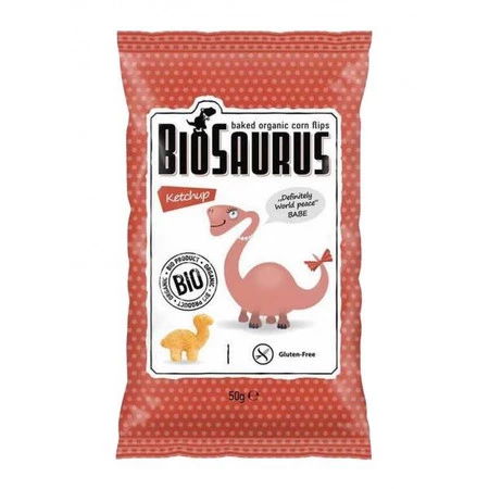 BioSaurus − Chrupki kukurydziane Dinozaury o smaku ketchupowym bezgl. BIO − 50 g