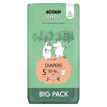 MOOMIN Baby, Pieluszki 5 MAXI (10-16kg), 60 szt. EKO BIG PACK