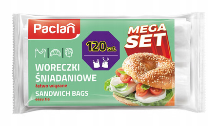Paclan Mega Woreczki śniadaniowe zawiązywane 120 sztuk
