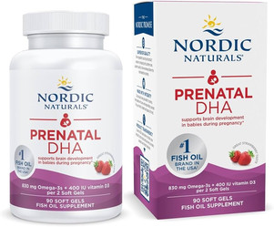 Prenatal DHA Omega-3 830mg + D3 400IU 90 kaps. smak truskawka