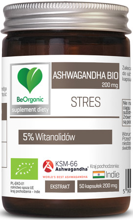 BeOrganic Ashwagandha KSM-66® 5% BIO, 200mg x 50 kaps.