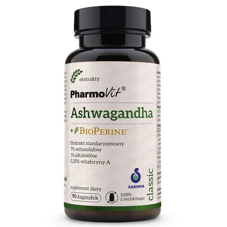 Pharmovit Ashwagandha + BioPerine  na dobry nastrój 90 kaps.