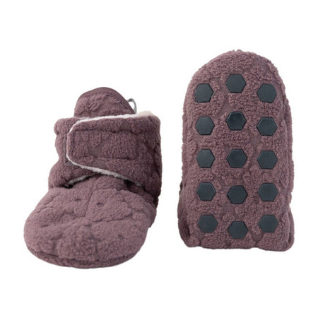 Lodger Polarowe buciki kapcie z antypoślizgową podeszwą wrzosowe Fleece Mauve 6-12 m