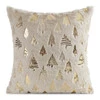 Poszewka świąteczna 45x45 cm – futerkowa z choinkami, beżowa