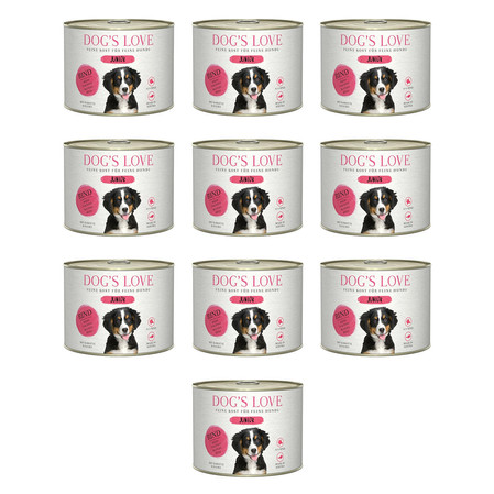 Zestaw 10x DOG'S LOVE Junior Rind - wołowina z marchewką i szałwią dla szczeniąt (200g)
