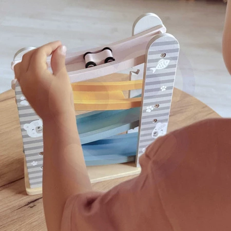Viga Toys − PolarB, kolorowa drewniana zjeżdżalnia dla samochodzików