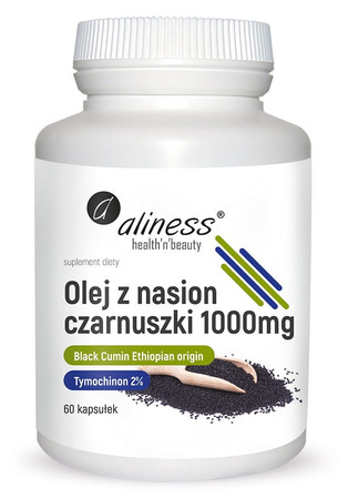 Zestaw 2x Aliness Olej z nasion czarnuszki 2% 1000 mg x 60 kaps.